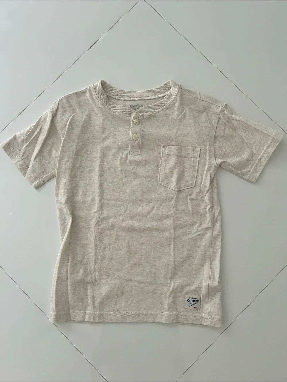 OshKosh B'gosh Cream Short Sleeve Henley Tee with Pocket